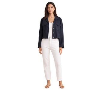 Rag & Bone Piper Cropped Utility Jacket Navy Linen Blend Size NWT XS
